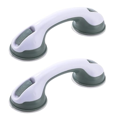 Haltegriffe Für Das Saugbad, 2 PCS Rutschfester Griff Haltegriff mit Saugnapf, Duschgriff Mobiler, Haltegriff mit Saugnapf, für Badezimmer, Kinder und ältere Menschen (Grau Grün) von Qikuver