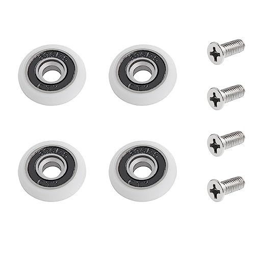 Qikuver 19mm Duschtürrollen, 4 Stück Duschtürrollen Duschkabine Rollen, Ersatzteile Duschkabinen Duschtür Schiebetür Ersatzrollen für Duschkabinentür, Obere und Untere Ersatzteile (19MM) von Qikuver