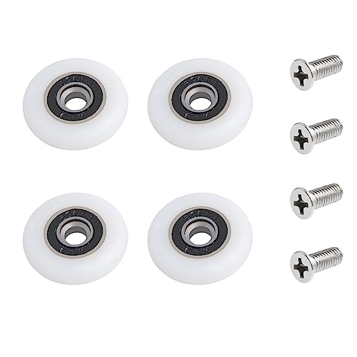 Qikuver 25mm Duschtürrollen, 4 Stück Duschtürrollen Duschkabine Rollen, Ersatzteile Duschkabinen Duschtür Schiebetür Ersatzrollen für Duschkabinentür, Obere und Untere Ersatzteile (25MM) von Qikuver