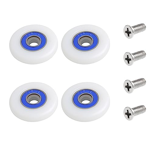 Qikuver 27mm Duschtürrollen, 4 Stück Duschtürrollen Duschkabine Rollen, Ersatzteile Duschkabinen Duschtür Schiebetür Ersatzrollen für Duschkabinentür, Obere und Untere Ersatzteile (27MM) von Qikuver