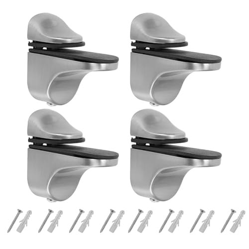 Verstellbare Glasregalhalterung, Qikuver 4 Pcs Glasregalhalterung, Verstellbare Regalhalterung, Wandhalterung für Glasregale, Glasklemme, für 2-23 mm Dicke Regale (Silber C) von Qikuver