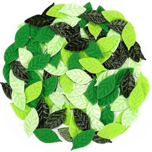 Qililandiy 100pcs Kunstblatt Samtblatt DIY Künstliche Grüne Blätter Velvet Seidenblätter für DIY Handwerk Hochzeit Haus Deko von Qililandiy