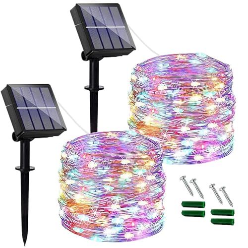 Qillnyy [2 Stück] Solar Lichterkette Außen, 120LED 12M Lichterkette Aussen, IP65 Wetterfest für Außenbereich,Dekoration für Garten, Balkon, Hochzeit, Party (bunt) von Qillnyy