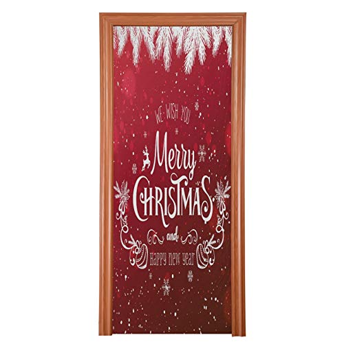 Qilmy Weihnachtliche Türabdeckung, waschbar, hochelastischer Stoff, wasserdicht, Festliche Türabdeckung für Zuhause, Innen- und Außenbereich, Party-Dekoration, 89 x 200 cm von Qilmy