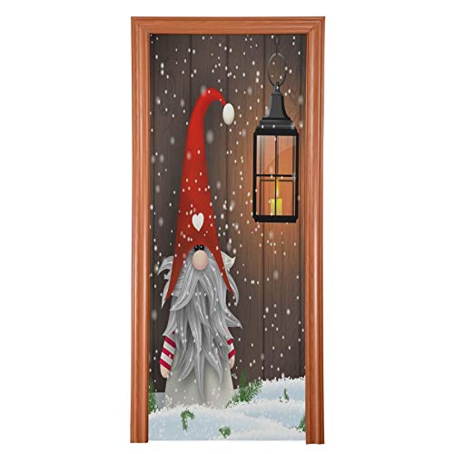 Qilmy Weihnachtsmann-Türabdeckung, waschbar, hochelastischer Stoff, wasserdichte Vordertürabdeckung für Zuhause, Innen- und Außenbereich, Partydekoration, 81 x 200 cm von Qilmy