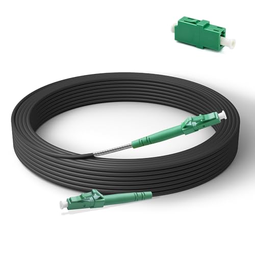 Qilnyeh 10M Gepanzerte Glasfaser-Kabel LC/APC auf LC/APC, Simple Singlemode 9/125μm Patchkabel 3.0mm, mit LC APC Simplex SingleMode FTTH Glasfaseradapter von Qilnyeh