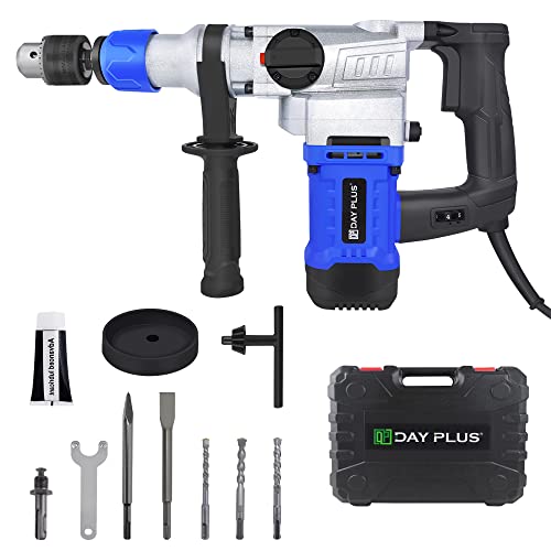 1500W Bohrhammer 6 Joule SDS-Plus Elektrischer Stemmhammer Abbruchhammer Multifunktions Elektrohammer Bohrhämmer Bohrmaschine 800RPM Variable Geschwindigkeit Schlaghammer mit 360° Drehbarem Griff von Qimu