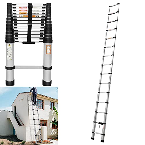 2,6M Teleskopleiter Aluminium Klappleiter Verlängerungsleiter EN131 Zertifiziert Stehleiter Anti-Rutsch Mehrzweckleiter - Tragbare Ausziehbare Leiter für Haus,150 kg Belastbarkeit für Haus, im Freien von Qimu