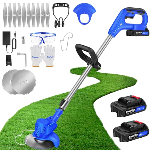 21V Akku Rasentrimmer mit Akku Freischneider Elektrischer Akku Motorsense Rasentrimmer Mit 2 Batterien, Metall Messer, Elektro-Trimmer Garten Rasen Unkraut Trimmer Gartenkantenfräser für Garten, Hof 21V Akku Rasentrimmer mit Akku Freischneider Elektrischer Akku Motorsense Rasentrimmer Mit 2 Batterien, Metall Messer, Elektro-Trimmer Garten Rasen Unkraut Trimmer Gartenkantenfräser für Garten, Hof von Qimu