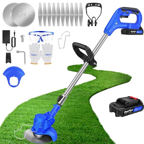 21V Akku Rasentrimmer mit Akku Freischneider Elektrischer Rasentrimmer Mit Batterien Akku Motorsense Elektro-Trimmer, Garten Rasen Unkraut Trimmer Elektro Trimmer Gartenkantenfräser für Garten, Hof von Qimu