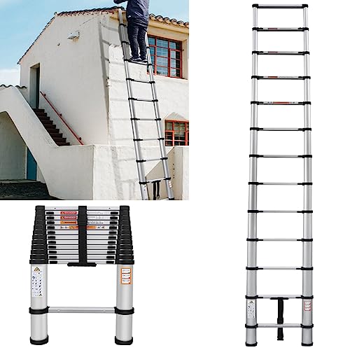 5M Klappleiter Aluminium Teleskopleiter Verlängerungsleiter EN131-zertifizierte Tragbare Mehrzweck-Schritt-Leiter 14 Stufen, Gefaltet 95cm Rutschfester Ausziehleiter für Haus,150 kg Belastbarkeit von Qimu