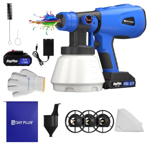 600W Farbspritzpistole Elektrisch,21V Akku Farbsprühsystem Mit 3 Muster und 4 Düsen, 1000ML HVLP Lackierpistolefür Streichen von Wänden, Decken, Möbeln, Gartenzäunen 600W Farbspritzpistole Elektrisch,21V Akku Farbsprühsystem Mit 3 Muster und 4 Düsen, 1000ML HVLP Lackierpistolefür Streichen von Wänden, Decken, Möbeln, Gartenzäunen von Qimu