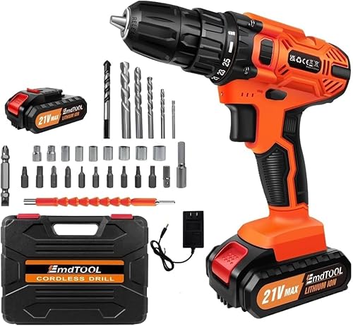 Akku Bohrschrauber Set 21V Akkuschrauber Akkubohrer mit 1500mAh Akkus, 2-Gang Akku-Schlagbohrschrauber 45Nm Drehmoment Max 25+1 Drehmomentstufen, 25 Stück Zubehör für Haus und Garten DIY Projekt Akku Bohrschrauber Set 21V Akkuschrauber Akkubohrer mit 1500mAh Akkus, 2-Gang Akku-Schlagbohrschrauber 45Nm Drehmoment Max 25+1 Drehmomentstufen, 25 Stück Zubehör für Haus und Garten DIY Projekt von Qimu