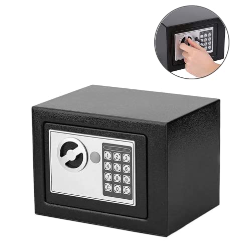 Kleiner elektronischer Mini-Safe, mobiler Sicherheitskasten, tragbarer digitaler Safe mit 2 Notöffnungsschlüsseln, für die Sicherheit des Heimbüros Kleiner elektronischer Mini-Safe, mobiler Sicherheitskasten, tragbarer digitaler Safe mit 2 Notöffnungsschlüsseln, für die Sicherheit des Heimbüros von Qimu