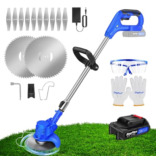 Qimu Akku-Rasentrimmer 21V Freischneider Elektrischer Rasentrimmer 800W Elektro-Trimmer, Rasentrimmer Mit 1.5AH Akku Garten Rasen Unkraut Trimmer Elektro Trimmer Gartenkantenfräser für Garten, Hof von Qimu