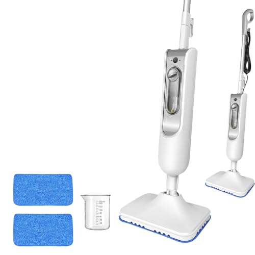 Qimu Dampfbesen 1500W Multifunktions Dampfreiniger Bodendampfreiniger biz 108°C Hand-dampfreiniger für Tiefenreinigung Böden Elektrischer Bodenwischer mit Wassertank 400ML, 2 Bodentuch von Qimu