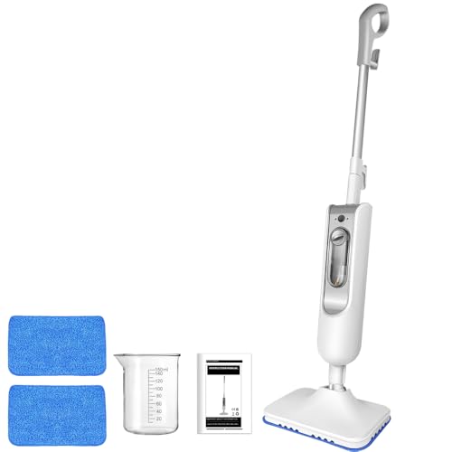Qimu Dampfreiniger 1500W Dampfbesen Bodendampfreiniger Hand-dampfreiniger bis 108°C für Tiefenreinigung Böden Elektrischer Bodenwischer mit Wassertank 400ML, Entfernt bis zu 99,9% der Bakterien von Qimu