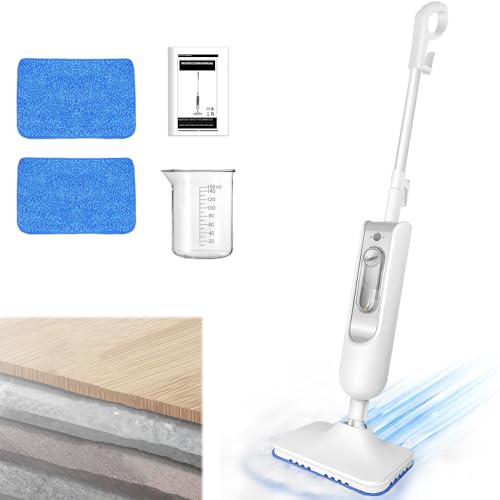 Qimu Dampfreiniger 1500W Multifunktions Dampfbesen Bodendampfreiniger Hand-dampfreiniger für Tiefenreinigung Böden Elektrischer Bodenwischer mit Wassertank 400ML, Entfernt bis zu 99,9% der Bakterien von Qimu