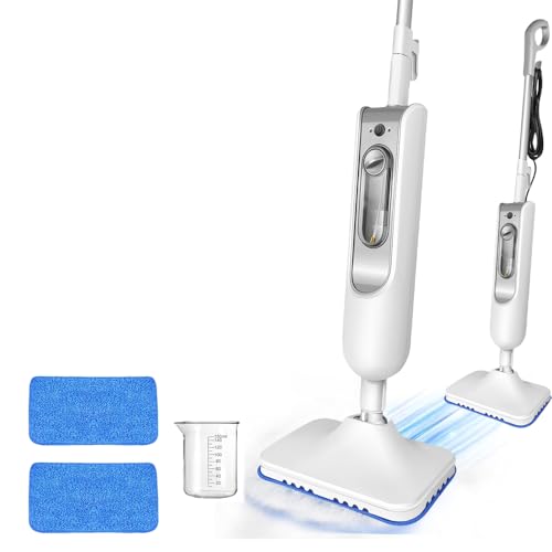 Qimu Multifunktions Dampfbesen 1500W Dampfreiniger Bodendampfreiniger biz 108°C Hand-dampfreiniger für Tiefenreinigung Böden Elektrischer Bodenwischer mit Wassertank 400ML, 2 Bodentuch von Qimu