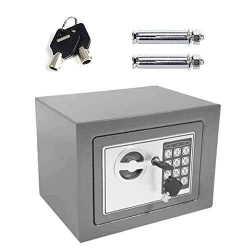 Tresor Klein, Klein Elektronik Safe Tresor mit zahlenschloss und 2 Notschlüssel Wasserdichte Elektronischer Tresor mit Zahlenschloss, Tresor feuerfest, Digitaler Safe Elektronischer 4.6L - Grau von Qimu