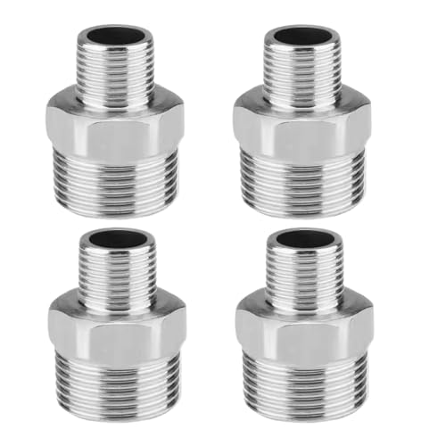 4 x Brauseschlauchverbinder, Edelstahl Sechskant-Nippel, männlich auf weiblich, Gewindeanschluss, Schlauchverbinder und Armaturen, Schlauchadapter, Badewannenhahn, Duschschlauch-Aufsatz 4 x Brauseschlauchverbinder, Edelstahl Sechskant-Nippel, männlich auf weiblich, Gewindeanschluss, Schlauchverbinder und Armaturen, Schlauchadapter, Badewannenhahn, Duschschlauch-Aufsatz von QinZiEn