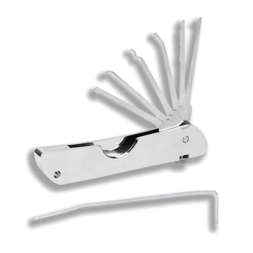7-in-1 Lockpicking-Set, tragbares Klappwerkzeug, Taschen-Multi-Werkzeug, Lockpicking-Set, sicheres Schnellschlüssel-Extraktor-Set, Schlosser-Werkzeuge für Anfänger und Profi-Schlosser von QinZiEn