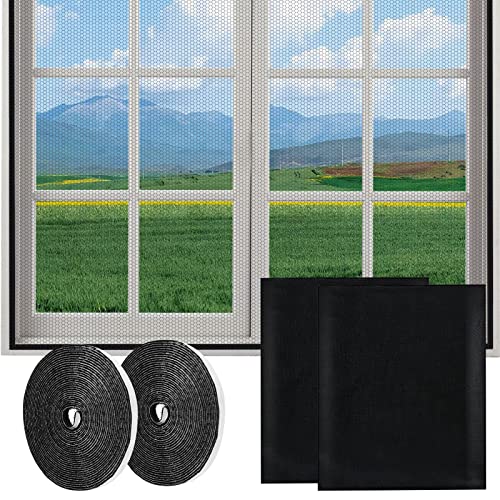 2 Set Fensternetz Moskitonetze Insektenschutz Gaze Fliegengittertüren mückenschutz fenster Dachfenster Fliegengitternetze Zuschneibar Ohne Bohren Mit 2 Rollen Selbstklebeband130x150CM Schwarz von QincLing