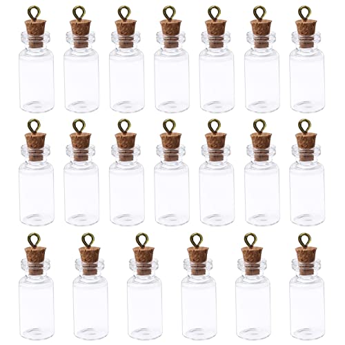 QincLing 20Set Mini Glasflaschen Kleine Reagenzglas Dekohochzeit Wunschflaschen Mini Fläschchen Geschenk Gewürzgläser Kleine Gläser 16 * 35mm Mit Korken Metallanhänger Als Gastgeschenk von QincLing