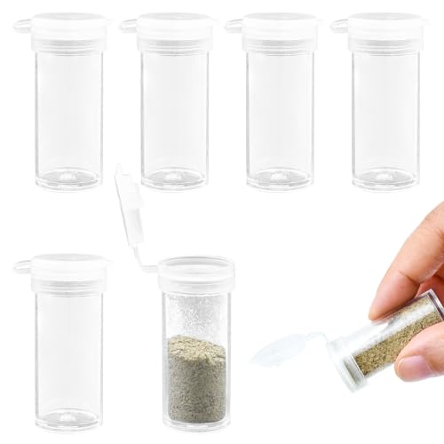 6er Set Salzstreuer aus Kunststoff Extra kleine Salzstreuer Gewürzflaschen Klein Salz und Pfefferstreuer Tragebare Ministreuer Gewürzspender mit Deckel für Brotdose unterwegs Camping Bento-Box 9ml von QincLing