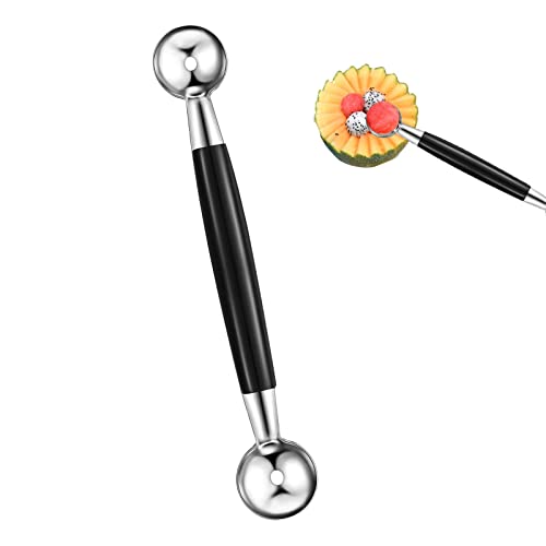 QincLing 1 Stücke Doppelseitig Aushöhllöffel Edelstahl Eisportionierer Set Kugelformer Melone Melonenausstecher Kugeln klein Melonenballer Melonenlöffel Melonenkugelausstecher für Gemüse Obst von QincLing