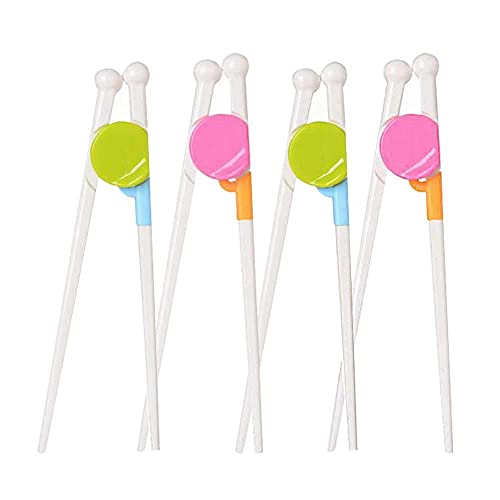 QincLing 4 Paare Kinder Essstäbchen, Stäbchen Kinder Lernen Essstäbchen Mehrweg Training Chopsticks Wiederverwendbare Stäbchen Kinder Essen mit Helfer für Anfänger Rechts- Und Linkshänder von QincLing