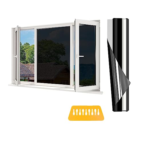 Spiegelfolie Selbstklebend, Sonnenschutzfolie Fenster Reflektierende Fensterfolie Sonnenschutz UV Schutzfolie Sichtschutzfolie Innen Hitzeschutzfolie Wärmeschutzfolie Thermofolie Für Fenster(30*300Cm) von QincLing