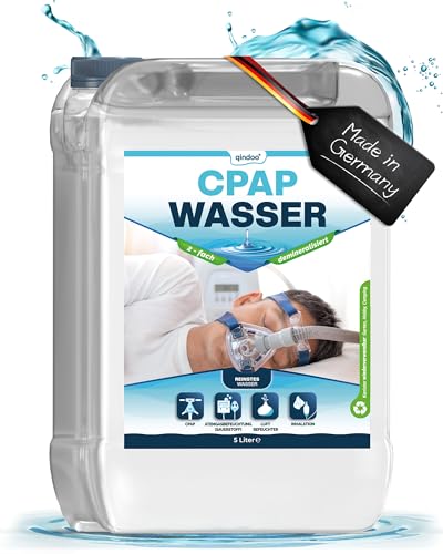 5L Qindoo CPAP Wasser für Luftbefeuchter I Sauerstoff-Geräte, Inhalator, bi destilliertes Wasser für medizinische Zwecke CPAP (5 Liter) von Qindoo