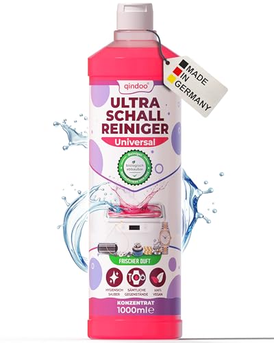 Qindoo 1L Ultraschall Reiniger Konzentrat Universal, Reinigung von Brillen, Schmuck, Zahnersatz Ultraschallbad im Ultraschallreinigungsgerät (1 Liter) von Qindoo