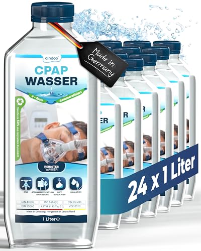 24x Qindoo CPAP Wasser I Reines Wasser für Sauerstoffkonzentrator, Inhalationsgerät, Atemgas-Befeuchtung, Luftbefeuchter, Bedampfer, Verdampfer (24 Liter) von Qindoo