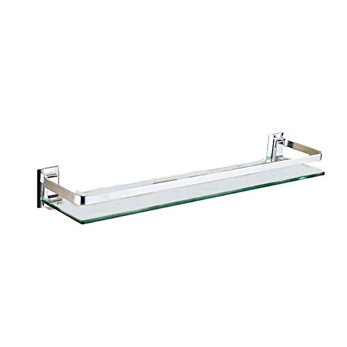 QingH yy Glas klar Regal Badezimmer Regal mit Schiene Wandmontage, Edelstahl matt YueB HBK (Size : 80cm) von QingH yy