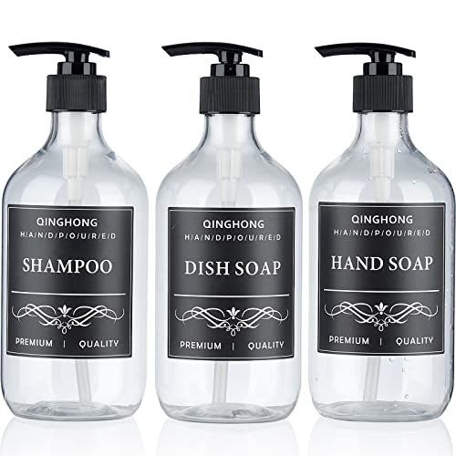 3er Set Shampoo Flaschen zum Befüllen-500ml Leerer Duschgel Spender mit Trichter Leicht Nachfüllbar-Seifenspender für Dusche Erstellt eine Spa-Like Atmosphäre in Badezimmer- BPA Frei-Klar von Qinghong