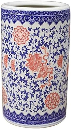 Schirmständer, Keramik-Schirmständerhalter oder Standvase, für Heim- und Hoteldekoration – Weiß mit blauem Muster, Stil 4,22 × 50 cm von Qingingg