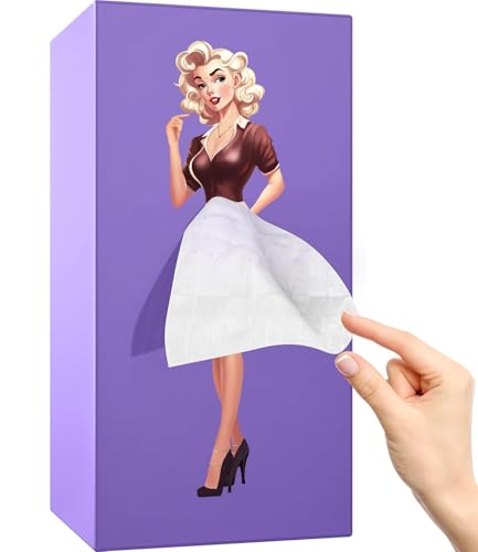 Taschentuchbox Mit Fliegendem Rock, Charmant Retro Mädchen Mit Kurzem Rock Taschentücher Box, Geeignet Für Schlafzimmer, Wohnzimmer, Büro (Violett) von Qingjaen
