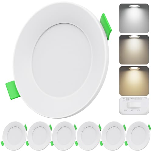 Qingmiao LED Einbaustrahler 230V Dimmbar 7W IP44 Einbauleuchten Deckenspots Deckenstrahler, für Badezimmer Küche Wohnzimmer,Weiss 6er Set von Qingmiao