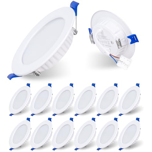 Qingmiao LED Einbaustrahler Dimmbar 230V 7W IP44 Einbauleuchten Deckenspots Deckenstrahler, für Badezimmer Küche Wohnzimmer,Weiss 12er Set von Qingmiao