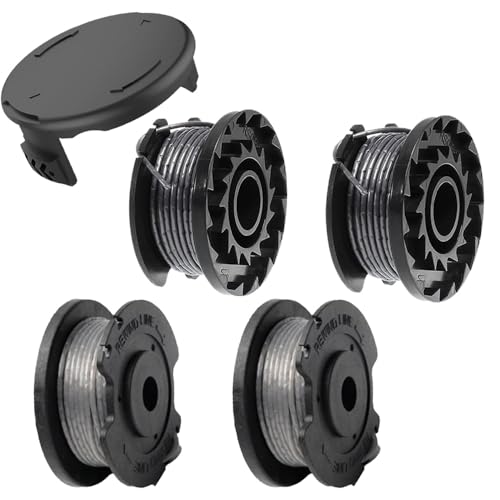 4 Stück Rasentrimmer Spule,Ersatz Rasentrimmer Spule,Funktioniert Mit Bosch ART 23 SL/ART 26 SL,Nylon Ersatzspule +Spulenabdeckung von Qingriver