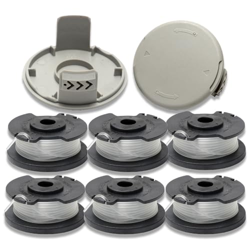 Rasentrimmer Ersatzspule und Spulenabdeckung Kompatibel mit Einhell GE-CT 18/28 Li GE-CT 18/28 Li TC,Nylon Ersatzfaden 4,9 m x 1,6 mm (Enthält 6 Spulen und 2 Abdeckung) von Qingriver