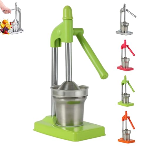 Handpresse für Entsafter aus Gusseisen, robuster manueller Entsafter aus Gusseisen, Zerkleinerungsmaschine für frischen Limonaden-Orangensaft, leicht zu reinigen (green) von QingxingFa