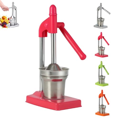 Handpresse für Entsafter aus Gusseisen, robuster manueller Entsafter aus Gusseisen, Zerkleinerungsmaschine für frischen Limonaden-Orangensaft, leicht zu reinigen (red) von QingxingFa