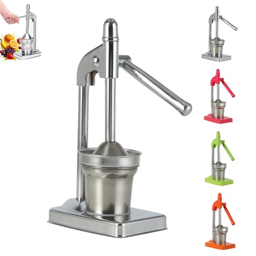 Handpresse für Entsafter aus Gusseisen, robuster manueller Entsafter aus Gusseisen, Zerkleinerungsmaschine für frischen Limonaden-Orangensaft, leicht zu reinigen (silvery) von QingxingFa