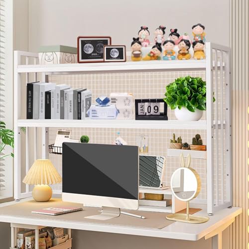 Desktop -Bücherregal für Computer Desk - 2 Tier -Desktop -Bücherregal für Computertisch, einstellbarer Schreibtisch -Buchhandlungs -Organizer Rack, Multipurpose Counter Top Hutch Bookshelf, für Home von Qinhaixi