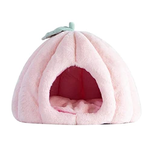 Katzenbett Kätzchen Bett Winter Haustier Nest warm Schlafsack Welpe Haustier Bett Katze Hunde Haus Höhle zusammenklappbar warmes Welpe Kätzchen Schlafbett Haustier Kissen Höhle (rosa, 40 * 40 cm) von Qinhaixi