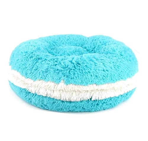 Katzenbettkätzchen Bett Plüsch Donut Haustierbett, Hund Katze rund warmes Kuschler Zwinger Weiche Welpensofa, Anti-Rutschboden, maschinenwaschbarer Haustier Nest Pet Cushion Cave (Blau, 75 * 18 cm) von Qinhaixi