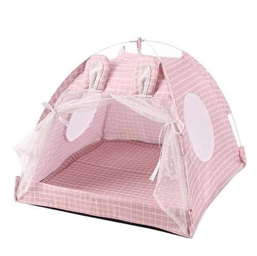 Katzenbettkätzchen -Bett Prinzessinstil Haustier Zelt kleines Katzenhundzelt mit Maschengarn -Design tragbare Mini -Tiere Zelte Katzenzelt Höhle Haustierkissen Höhle (Pink, 40x40x35cm) von Qinhaixi